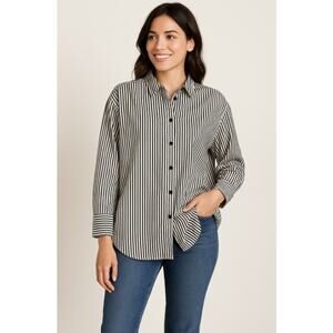 Liverpool Los Angeles Black White Striped Oversized Button Down Shirt Women S